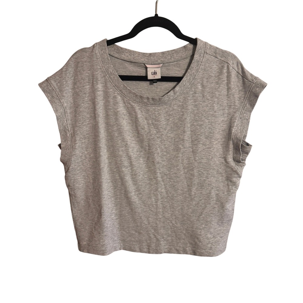 Cabi T-Shirt Cropped Cap Sleeve Small Gray Womens Modal Blend Tee 5926